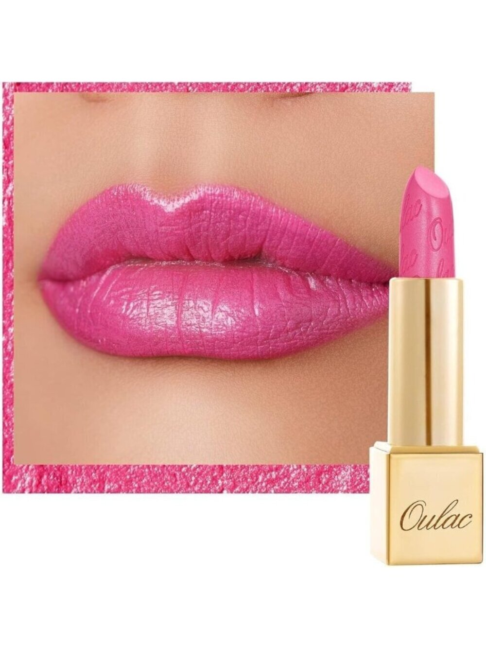 🆕 Metallic Hot Pink Lipstick Lightweight Soft Hydrating Vegan Full-Coverage Lip